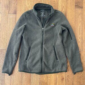 L.L. Bean Fleece Full-Zip Jacket S Green/Grey | Outdoor Hiking Warm Layer